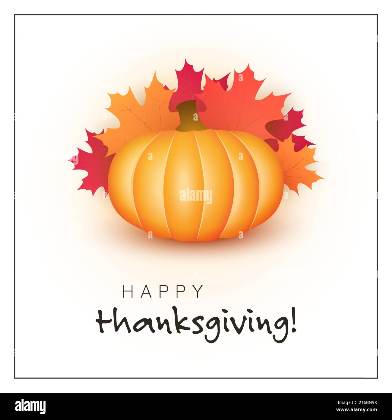 Happy Thanksgiving Card Design Template with Pumpkin and Fallen Autumn ...