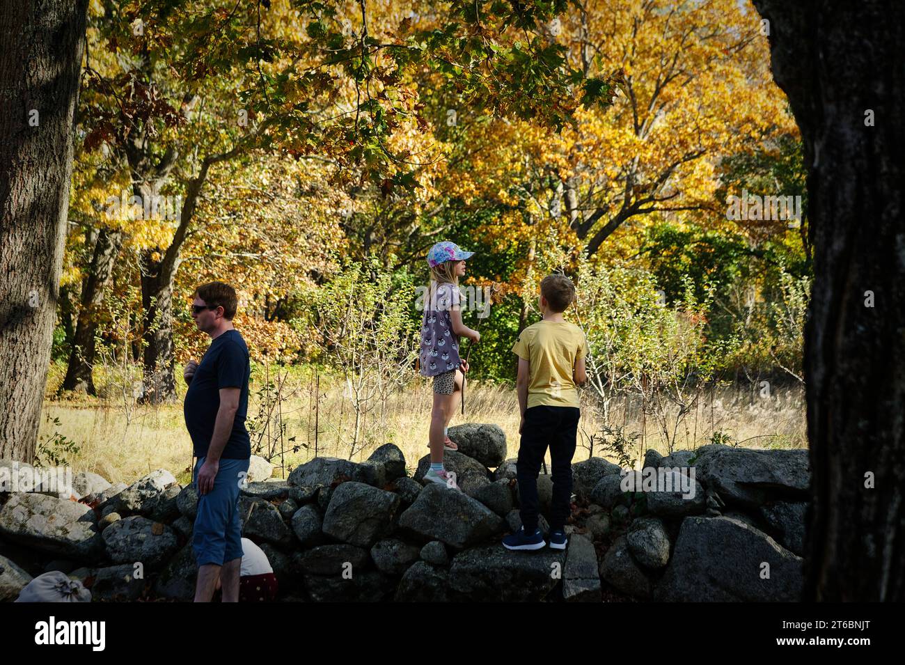 October 2023 Battle Road Lincoln, Massachusetts. A young boy and girl