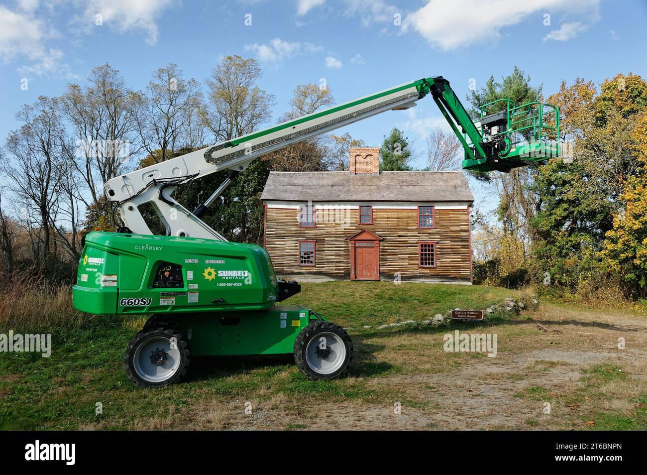 October 2023 Battle Road Lincoln, Massachusetts. A bucket truck