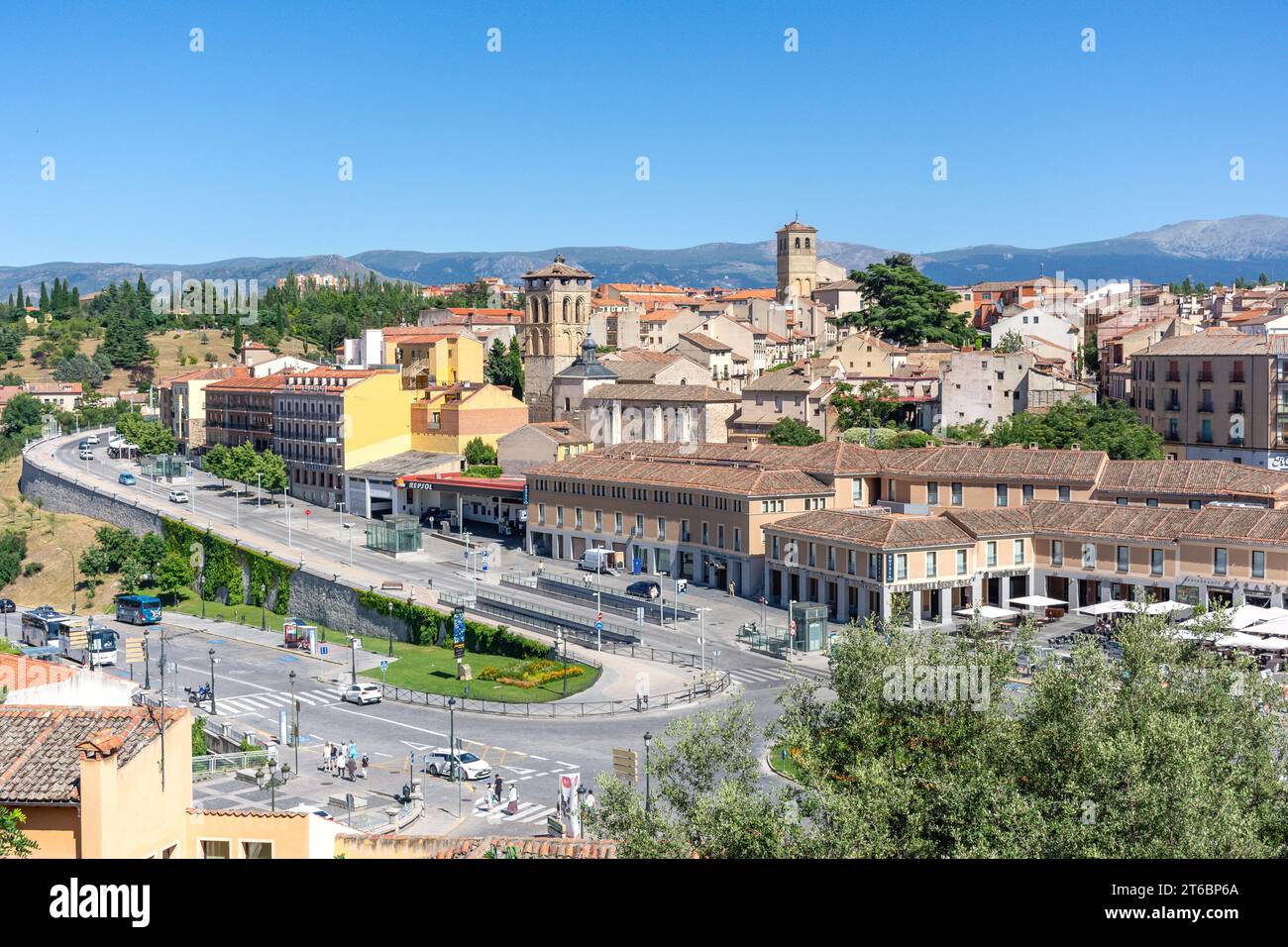View of Avenue Padre Claret and Old Town from Postigo Del Consuelo, Segovia, Castile and León, Kingdom of Spain Stock Photo