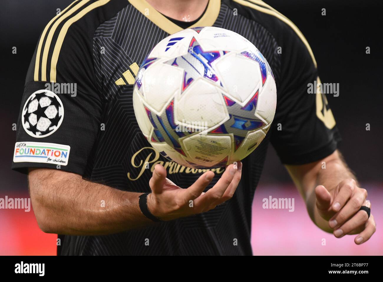 close-up-of-uefa-champions-league-patch-hi-res-stock-photography-and