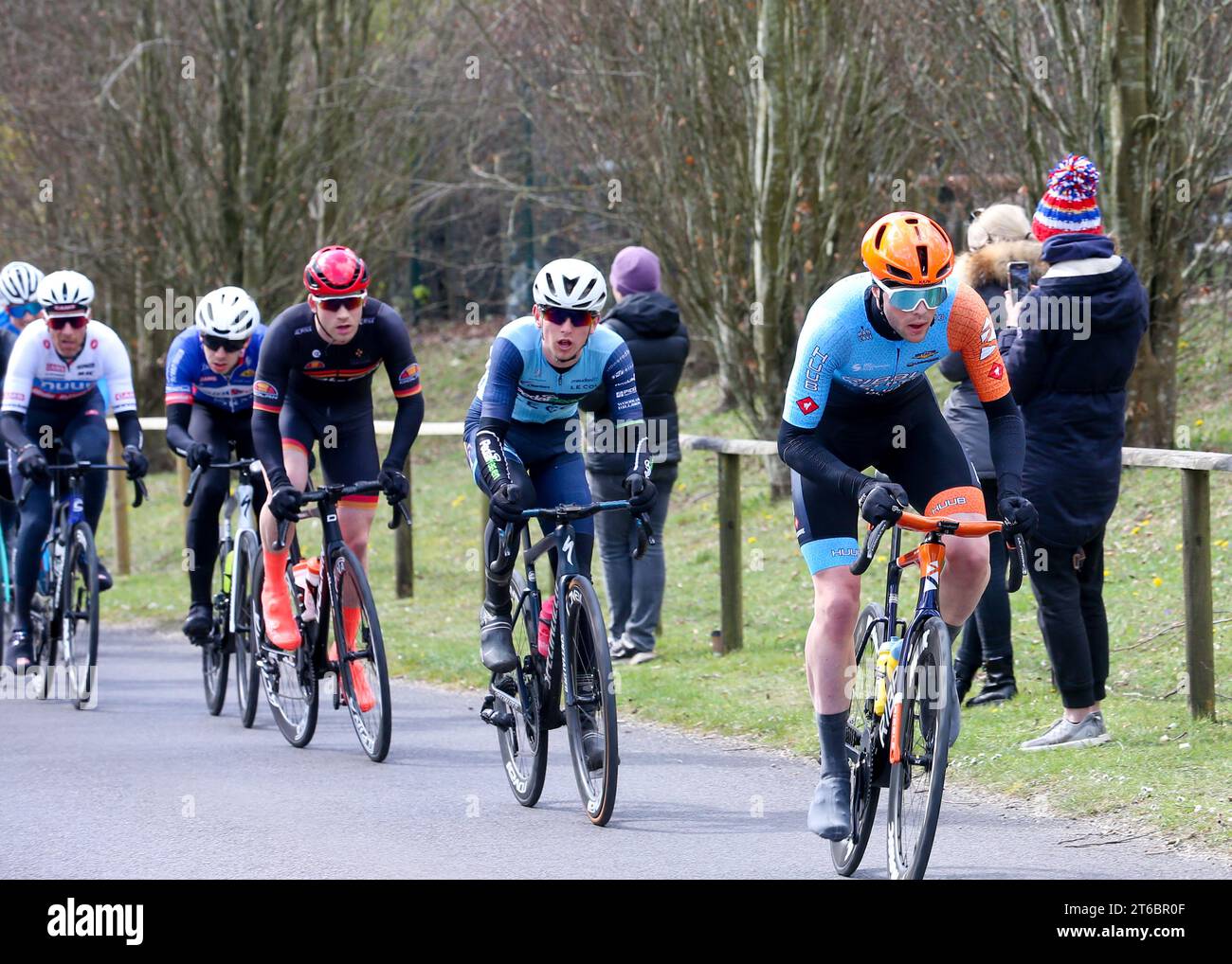 Zeb Kyffin, riding for Ribble Weldtite, pushes the pace as the lead ...