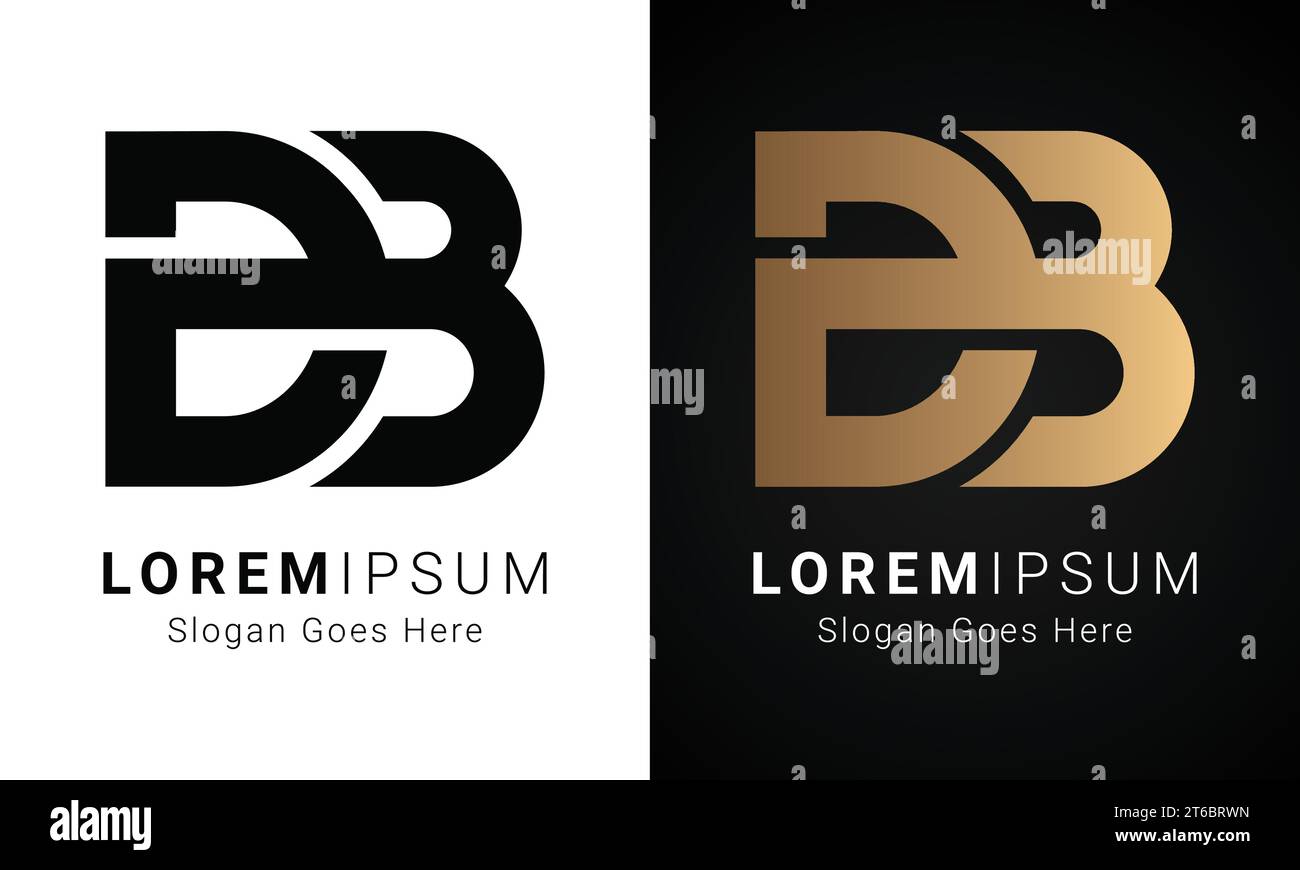 Luxury Initial BD or DB Monogram Text Letter Logo Design Stock Vector