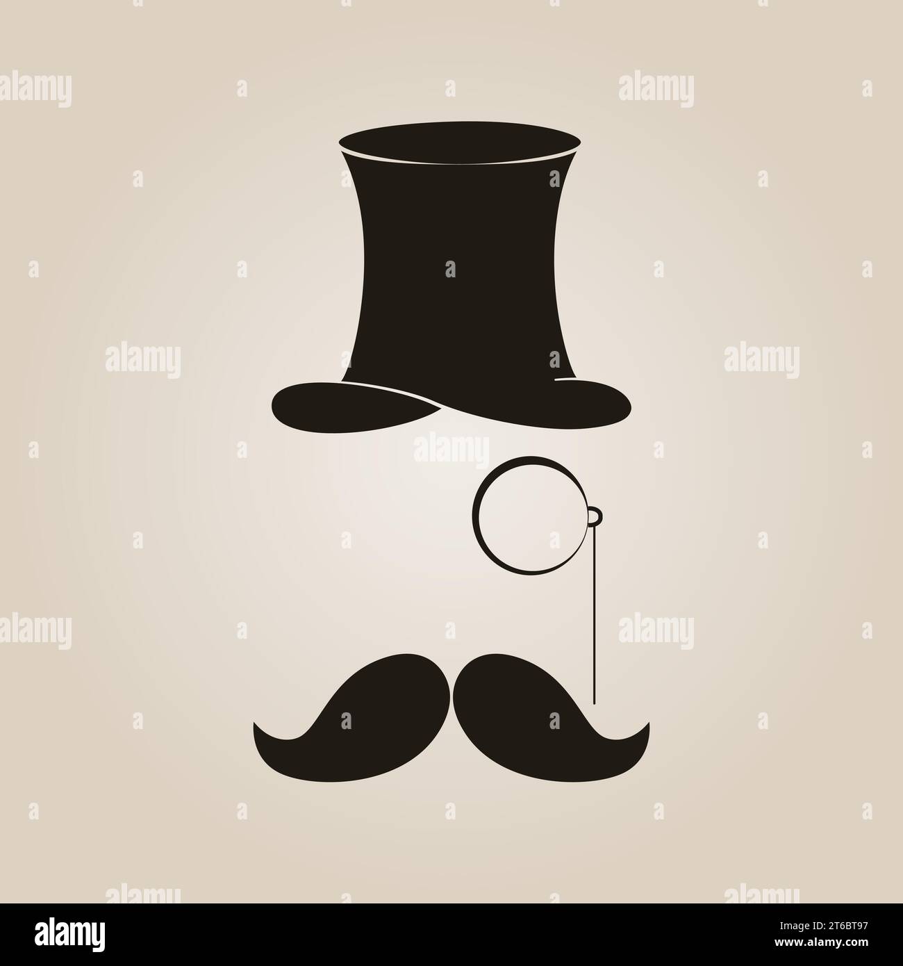 Vector retro illustration with top hat, moustache and monocle Stock Vector