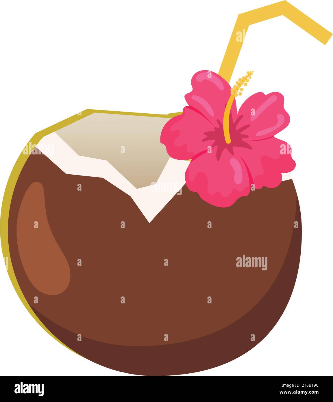 Isolated tropical cocktail on coconut sketch icon Vector Stock Vector ...