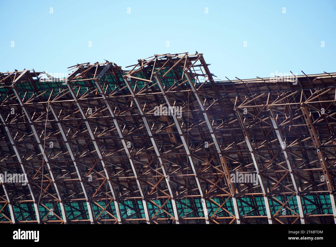 Navy blimp hanger after being destroyed by fire Stock Photo