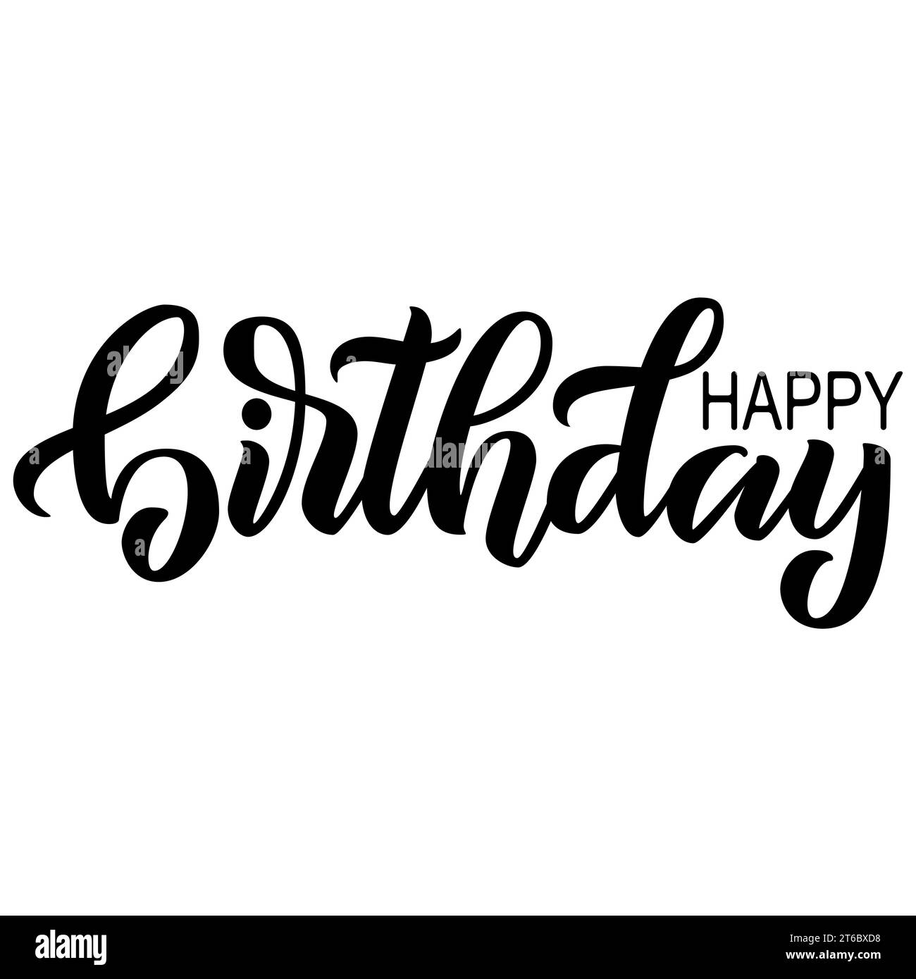 Happy birthday hand lettering, black brush letters isolated on white ...