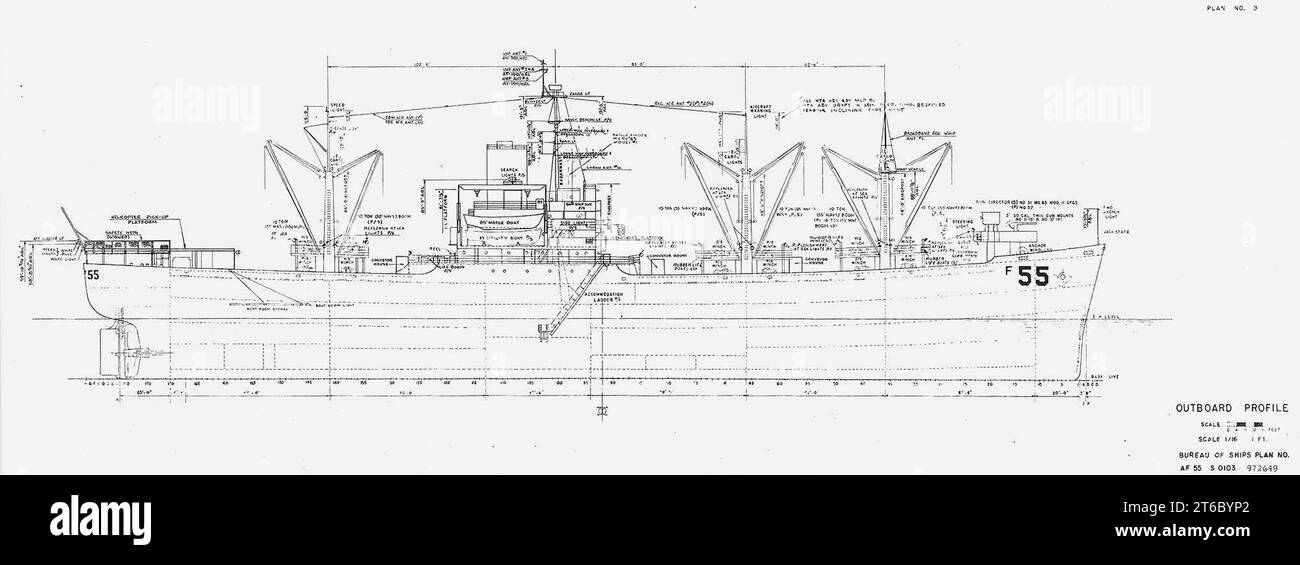 USS Aludra (AF-55) Bureau of Ships plan 1960s Stock Photo