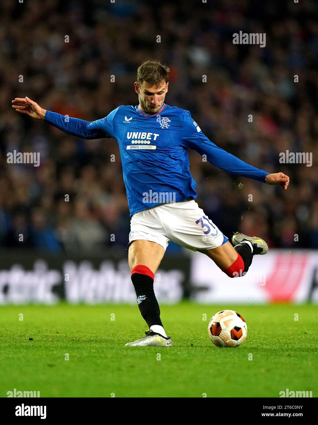Rangers' Borna Barisic in action during the UEFA Europa League Group C ...