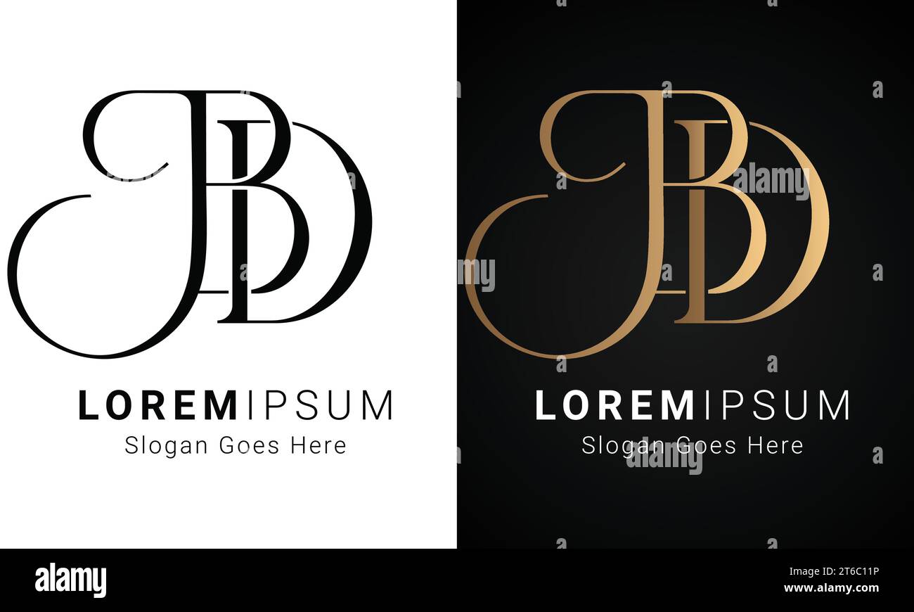Luxury Initial BD or DB Monogram Text Letter Logo Design Stock Vector