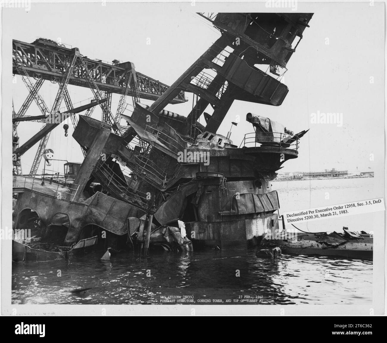 USS Arizona (BB39) Foremast structure, conning tower, and top of turret