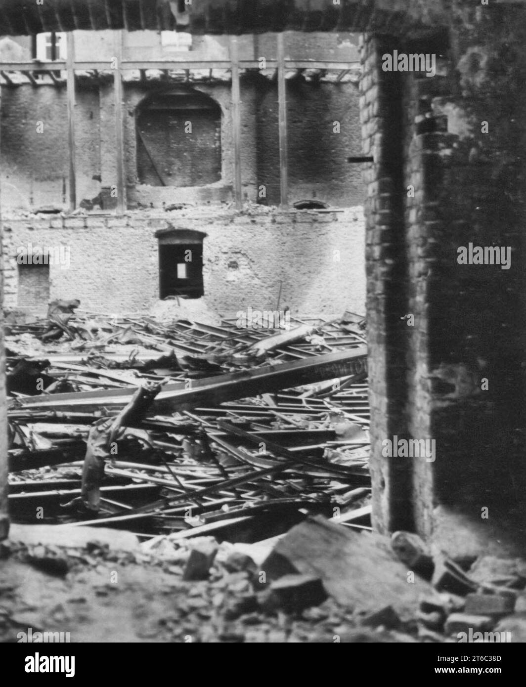 View Of The Main Room In Reichstag Building, Berlin, After Aaf Bombing Blitz, 1945 Stock Photo