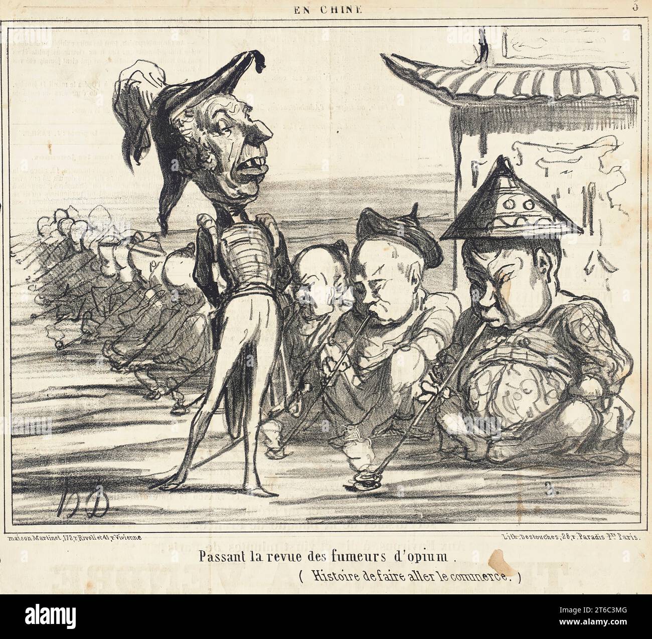 Passant la revue des fumeurs d'opium, 1858. (Histoire de faire aller le