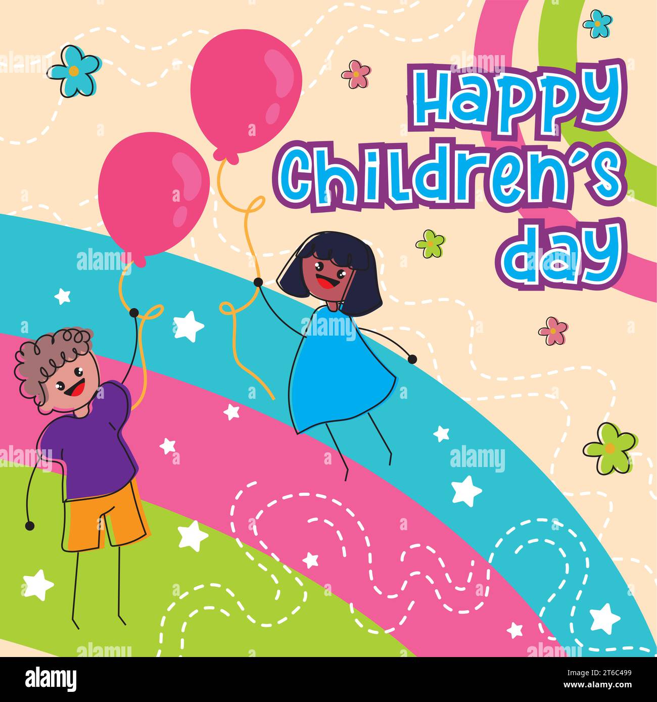 Happy children day background with pair of children Vector Stock Vector ...