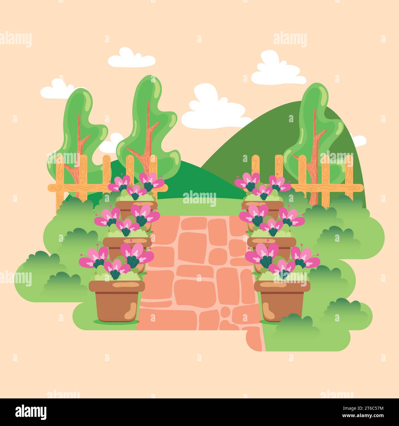 Cute colored flat style garden Vector Stock Vector Image & Art - Alamy