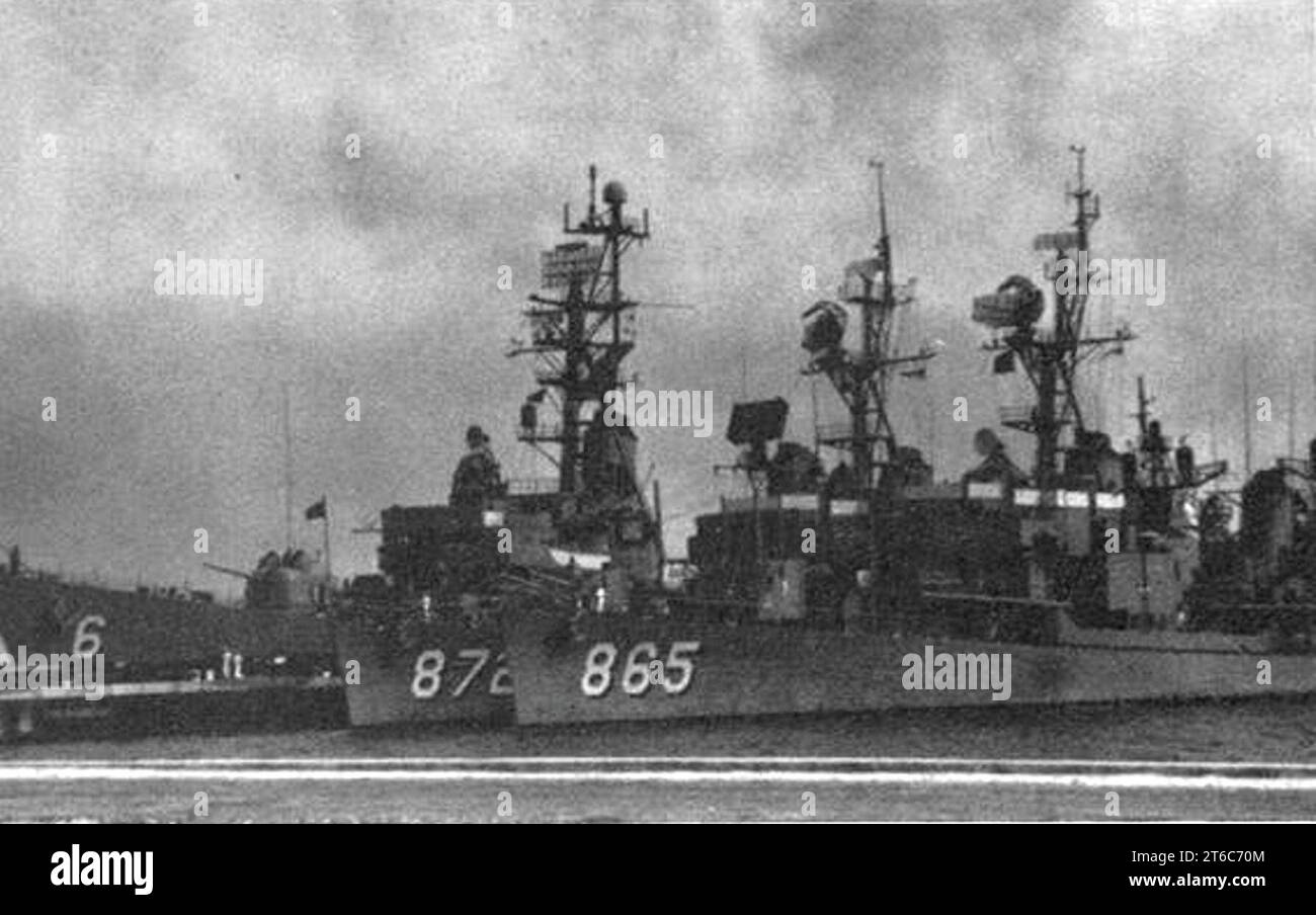USS Barney (DDG-6), USS Charles R. Ware (DD-865) and USS Forrest Royal ...