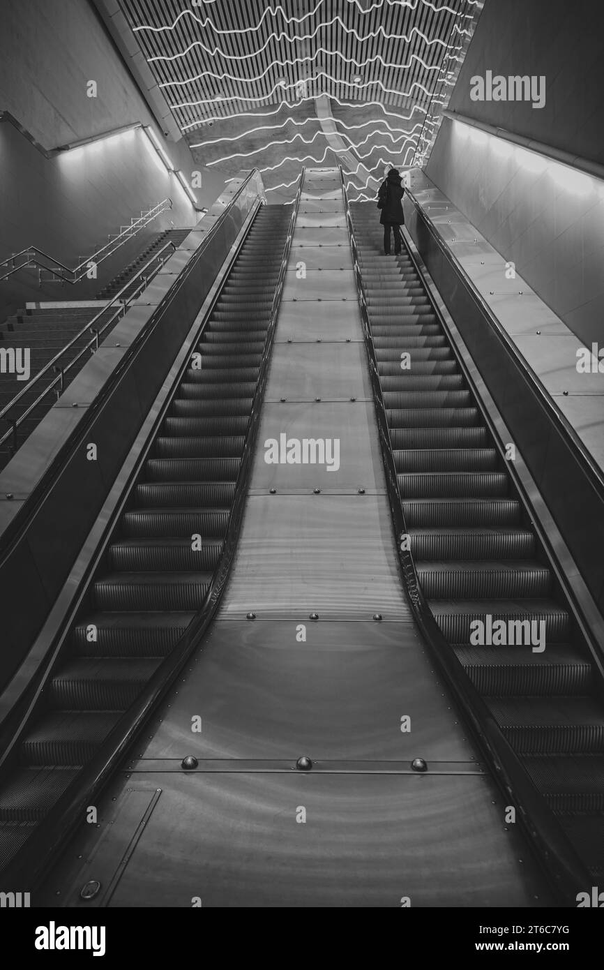 Low angle view of escalators Stock Photo Alamy