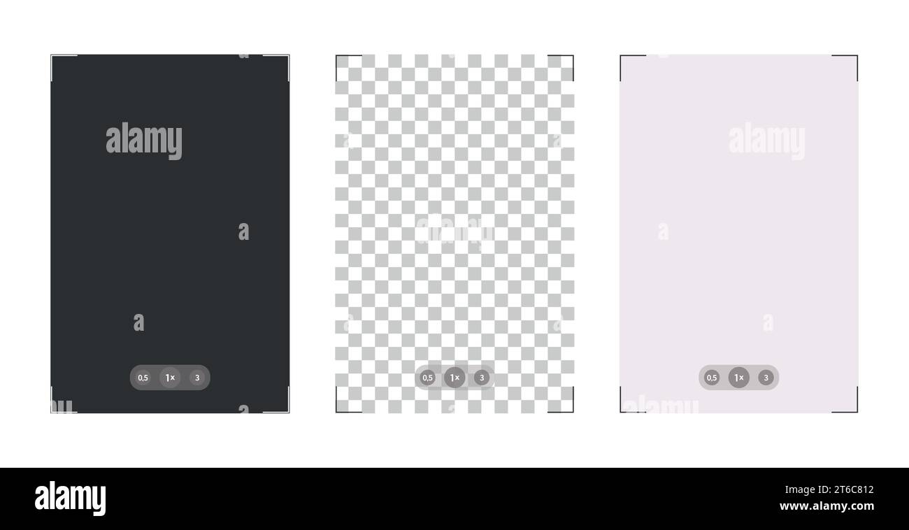 Phone photo camera frame viewfinder template. Vector illustrations set