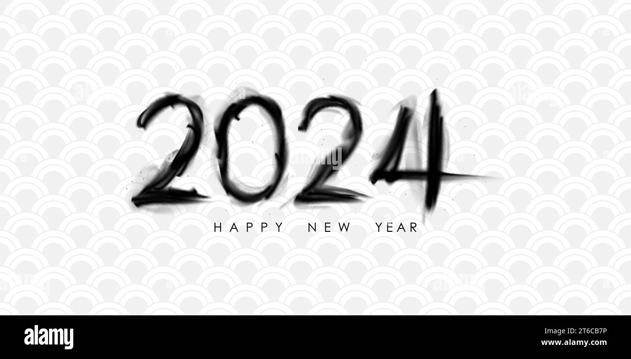 Happy New Year 2024, beautiful Chinese ink font design, vector