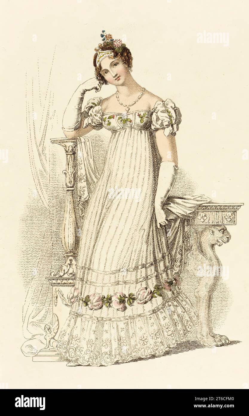 Fashion Plate (Bridal Dress), 1816 Stock Photo - Alamy