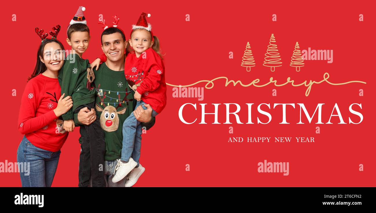 Greeting banner happy family hi-res stock photography and images - Alamy
