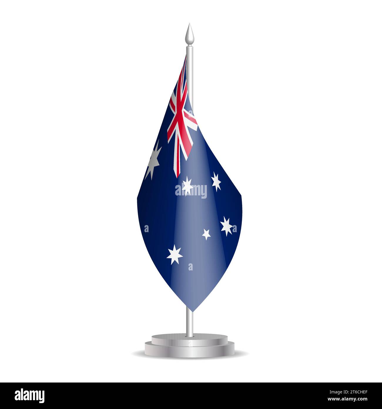 Australia flag 3D mini flag hanging on desktop flagpole. Usable for