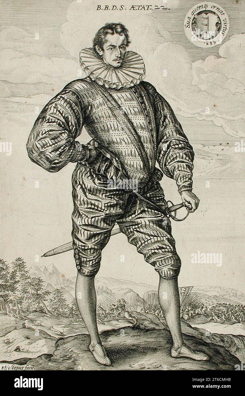 A Polish Nobleman Standing: Balthasar Bathory de Somlyo, 1583. Stock Photo
