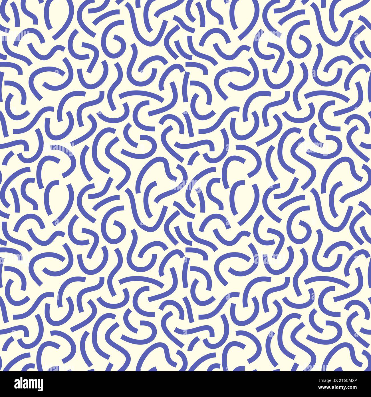 Blue curved lines isolated on white background. Bold Squiggles. Stock Vector