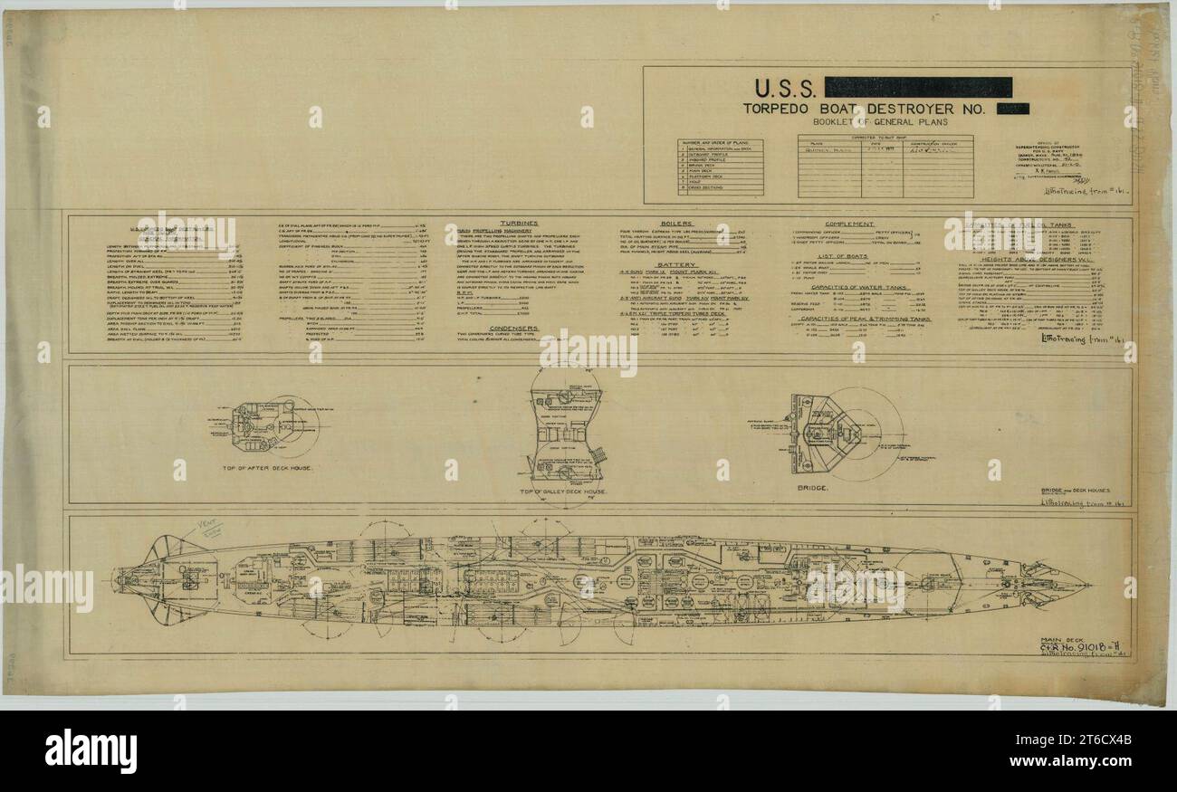 USS Bush (DD166) Bridge and Deck Houses, Main Deck Stock Photo Alamy