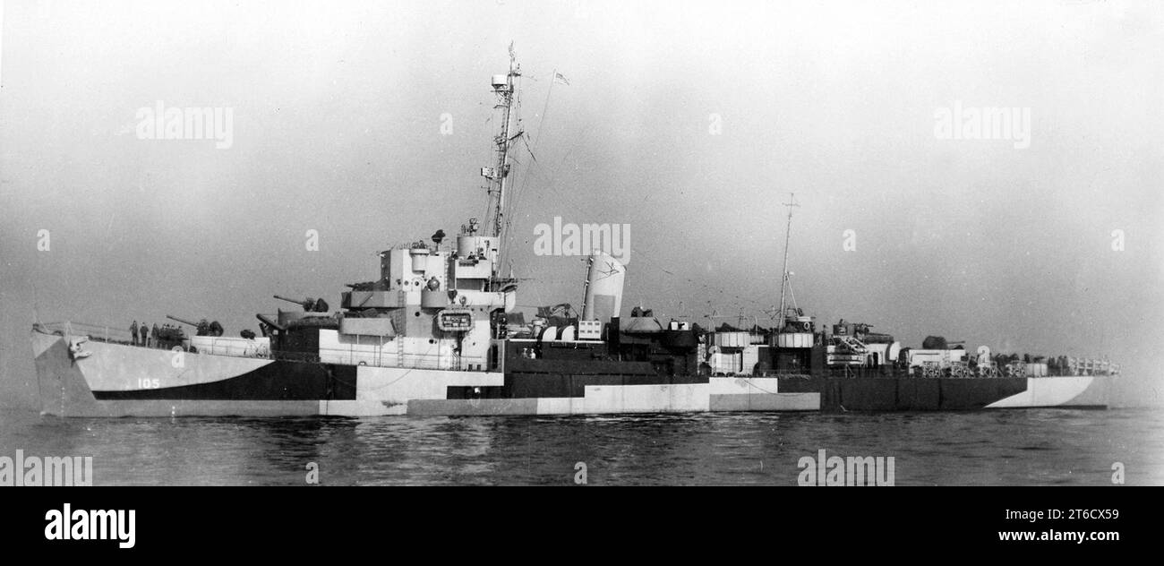 USS Burrows (DE105) off New York City (USA) on 8 April 1945 (BS 83484