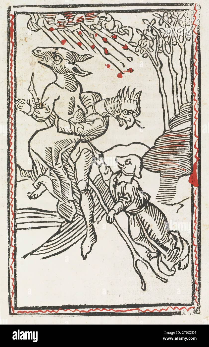 Monsters and mythical creatures, 1489. Illustration from &quot;De lamiis et phitonicis mulieribus&quot; (translated as &quot;Of Witches and Diviner Women&quot;, or &quot;Of Lamias and Pythonic Women&quot;) by Ulrich Molitor. Stock Photo