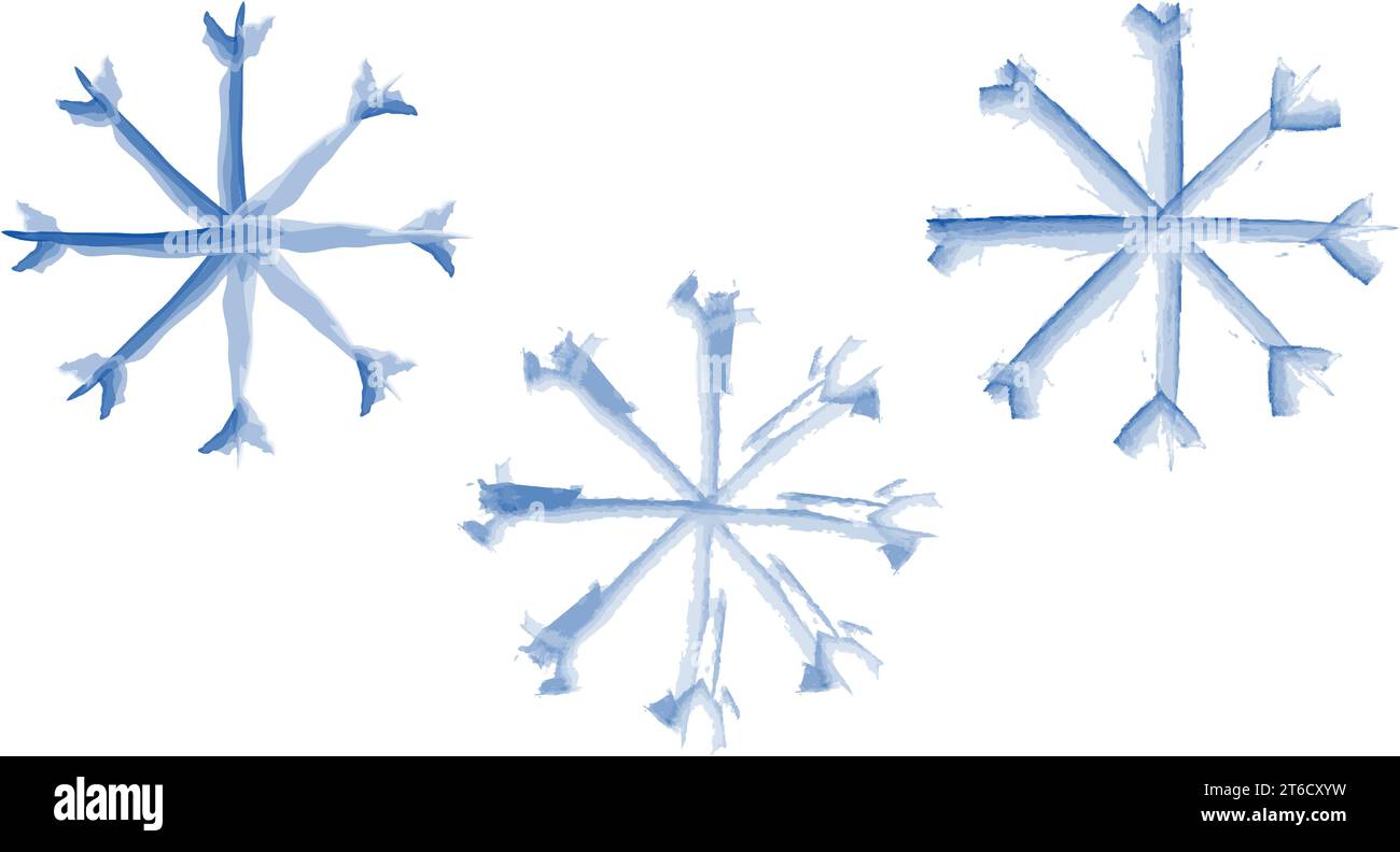 Abstract Snowflake Designs Abstract hand drawn snowflakes in watercolor manner. 3 Doodle winter ...