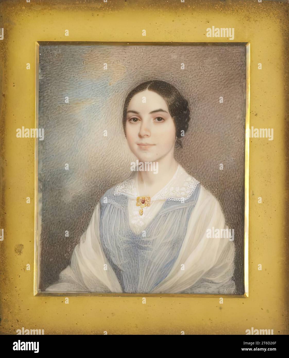 Miss Elizabeth Sarah Faber, c1846. Elizabeth Sarah Faber (1825-1882) was the daughter of Henry F. Faber and Sarah Faber (n&#xe9;e Seabrook) of Charleston, South Carolina. Her father was a rice planter who lived near Adams Run. In 1846 the sitter was 21 years old. That year was significant for Elizabeth as she came of age and received the significant sum of $6000 from her grandfather's (Thomas Bannister Seabrook's) will, drawn up in 1827, but which came into effect on his death on 19 April 1839. Stock Photo