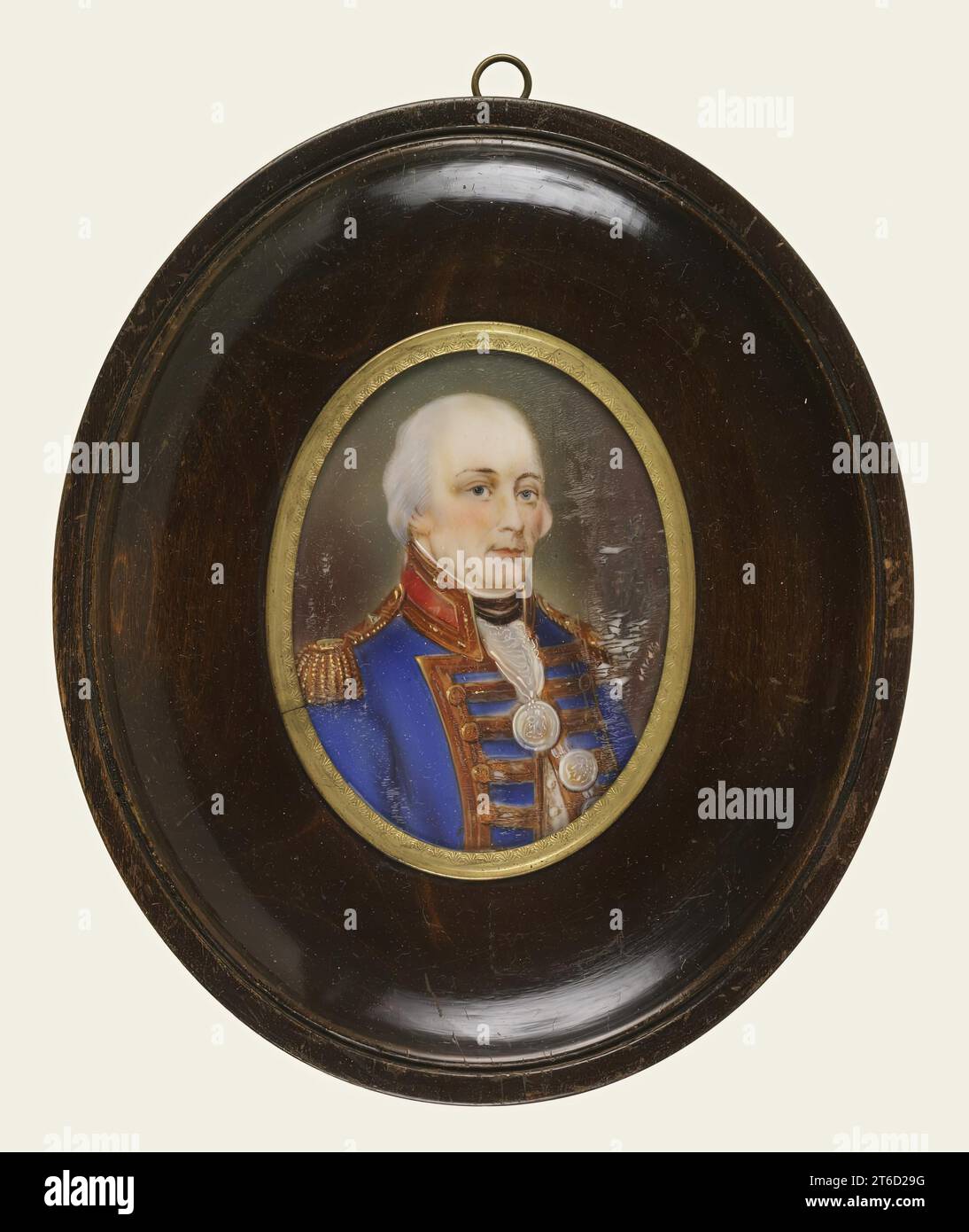 Admiral Keith, 1st quarter 19th century. Admiral Lord George Keith (1746-1823) was a British naval hero. His image was disseminated in paintings and prints in the early 19th century. This miniature is an example of such commemorative images. Stock Photo