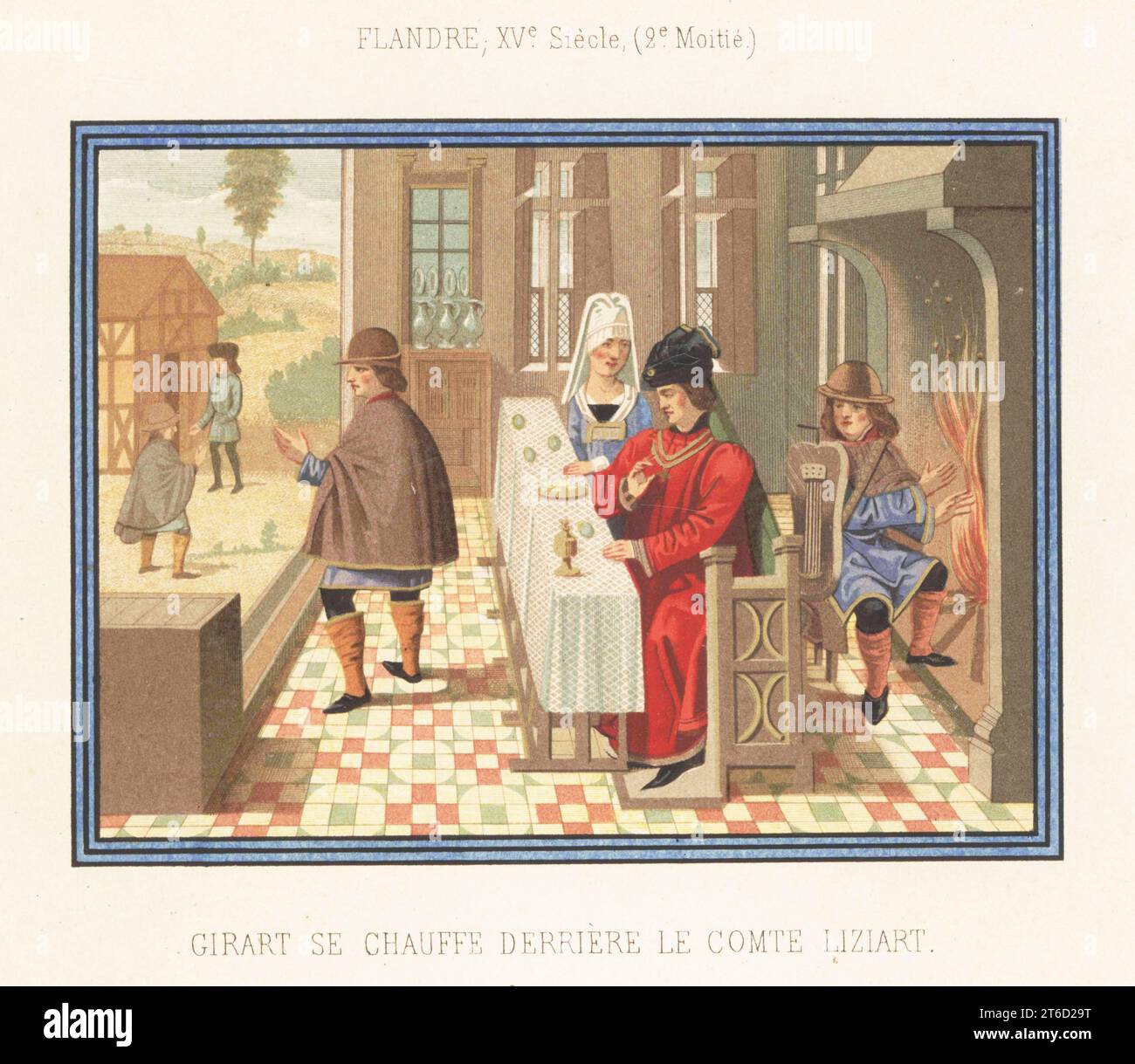 Girart se chauffe derriere le comte liziart hires stock photography