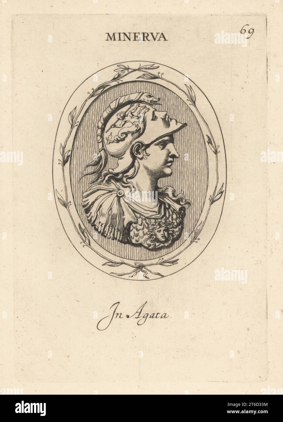 Bust in profile of Minerva, Roman goddess of wisdom, justice, law ...