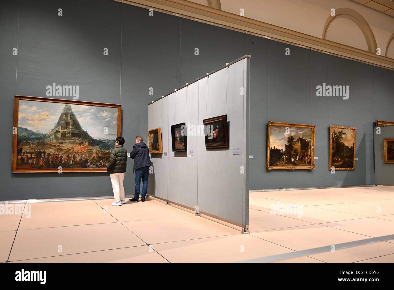 People looking at paintings in the Royal Museums of Fine Arts of Belgium (Musées royaux des Beaux-Arts de Belgique) – Brussels Belgium – October 2023 Stock Photo
