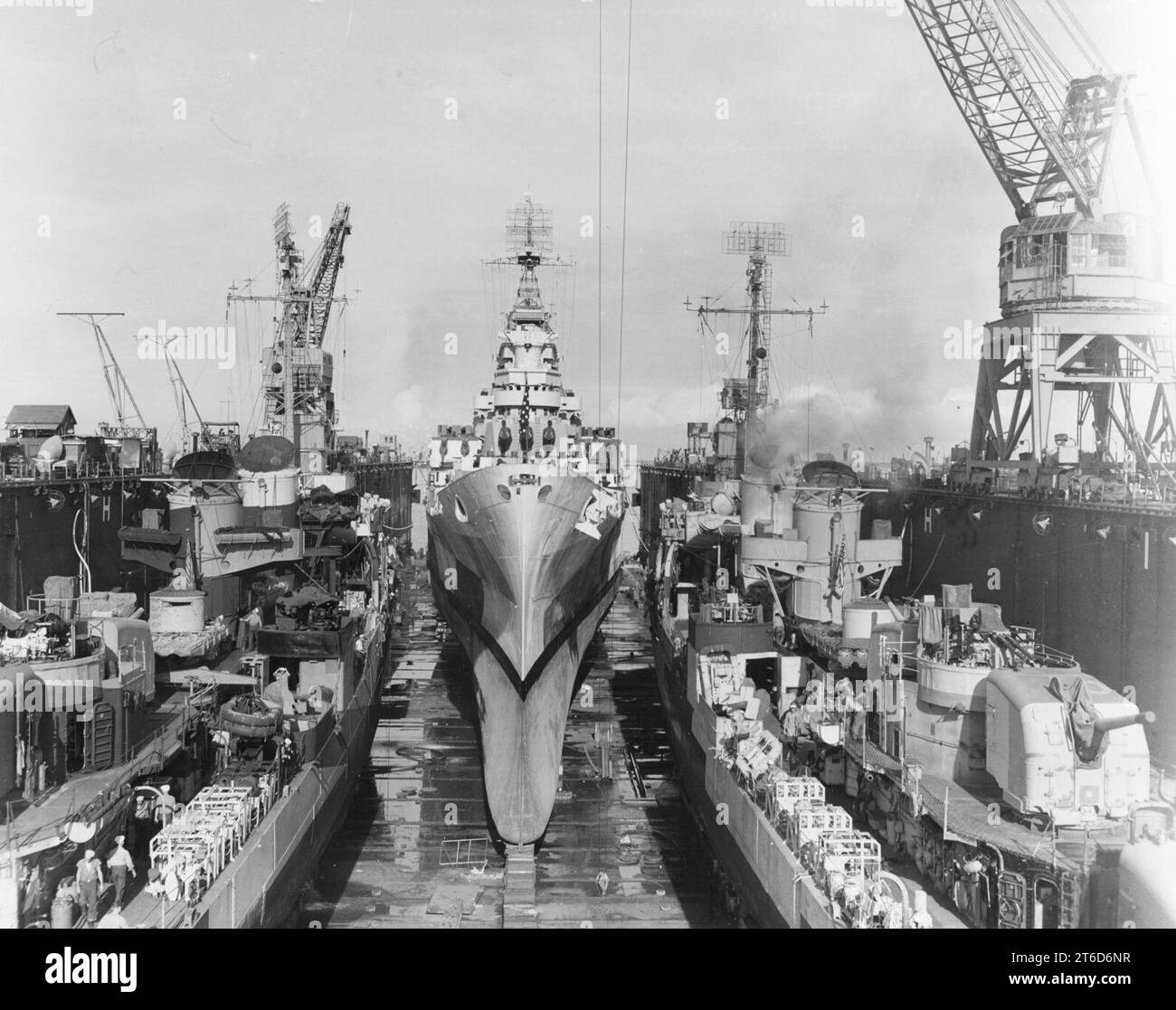 USS Claxton (DD571), USS Canberra (CA70) and USS Killen (DD593) in
