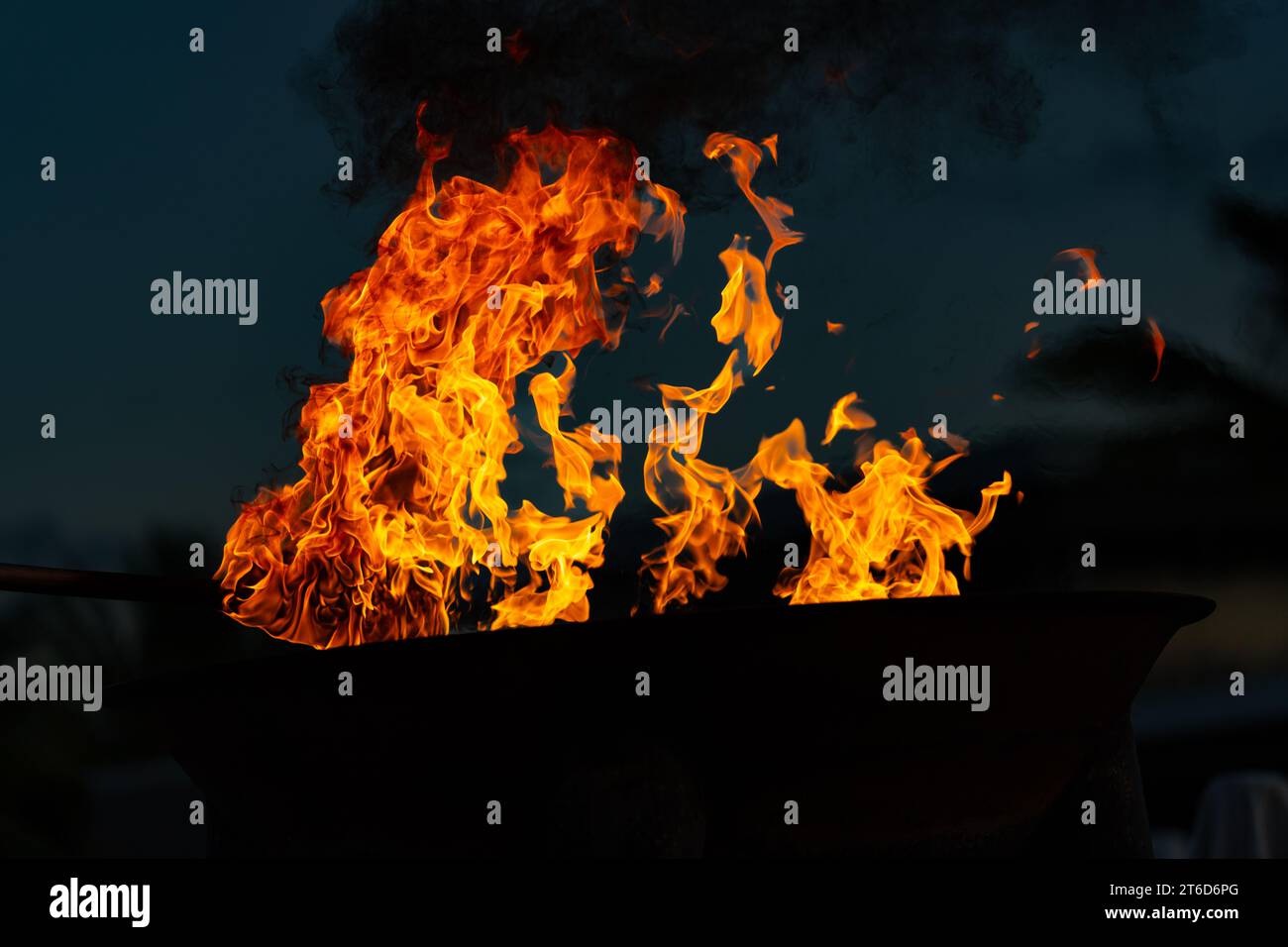 Hot bright Flame seemingly dancing against dark of night Stock Photo ...