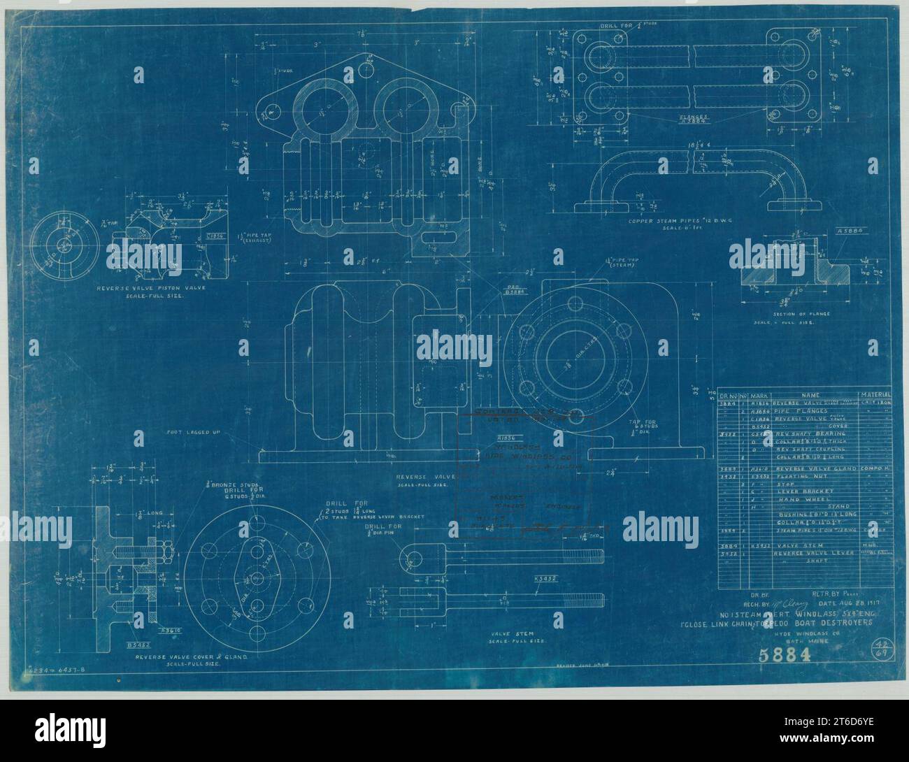 USS Clemson (DD186) No. 1 Steam Vertical Windlass., Sheet 12 Stock