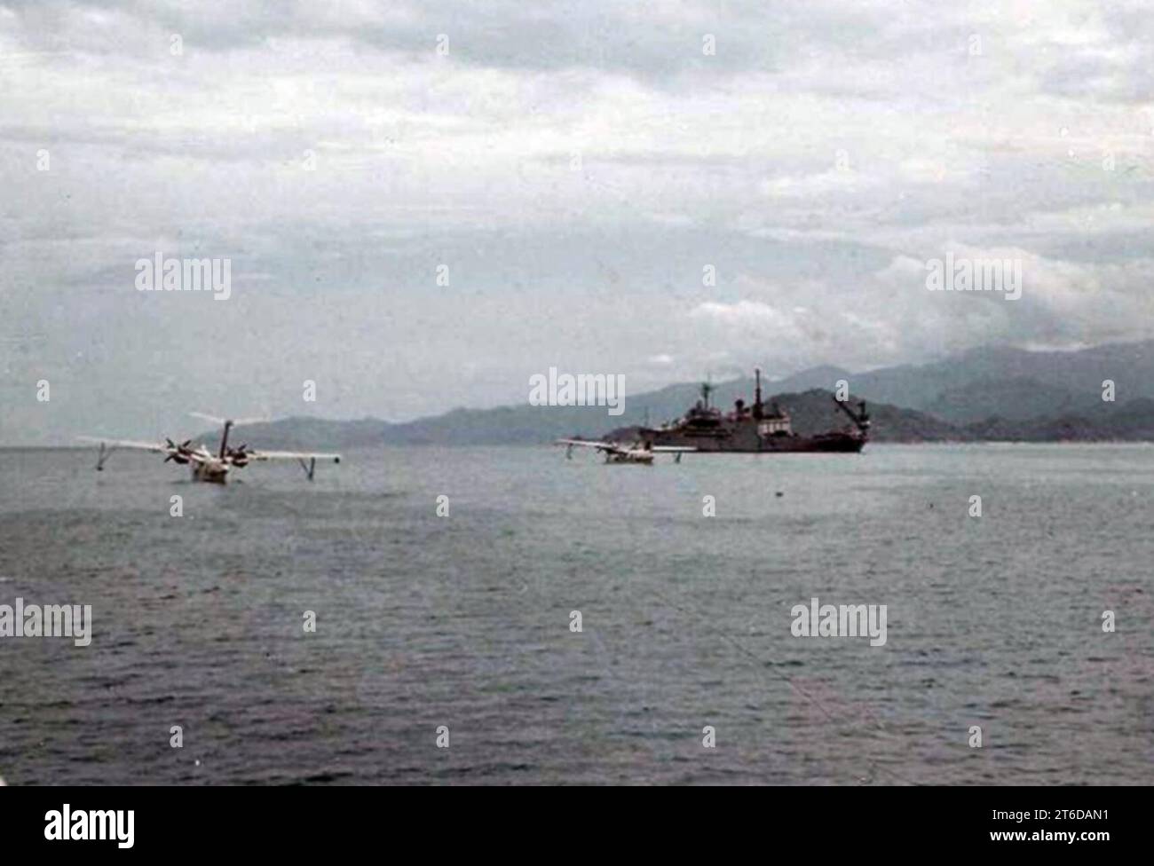 USS Currituck (AV7) with VP50 Marlins at Cam Ranh Bay 1966 Stock