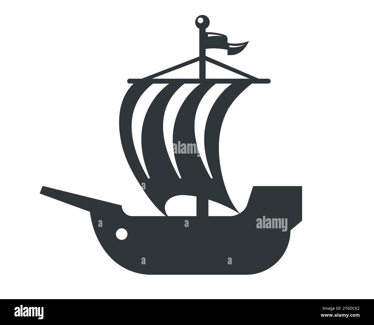 black icon old ship. flat vector illustration Stock Vector Image & Art ...