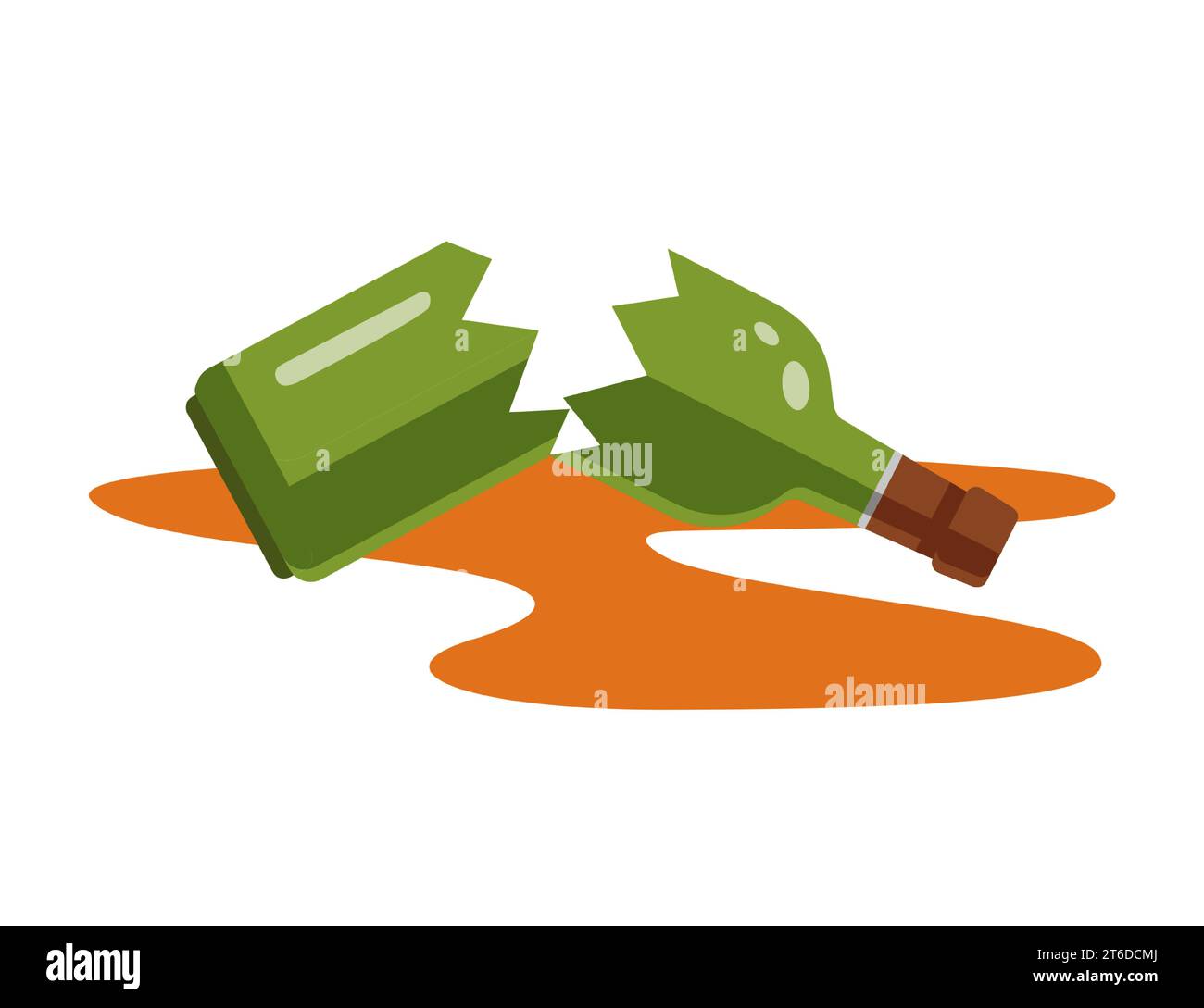 spilled bottle of wine. flat vector illustration. Stock Vector