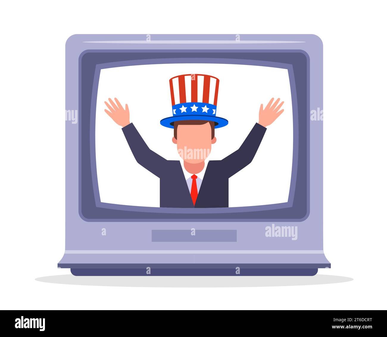 US propaganda on television. flat vector illustration. Stock Vector