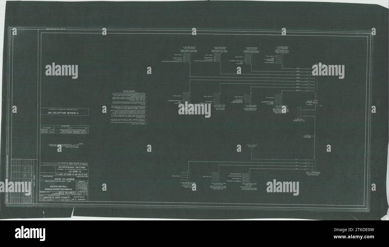 USS Eltanin (T-AK-270)- Lighting System Elementary Wiring Diagram Stock Photo