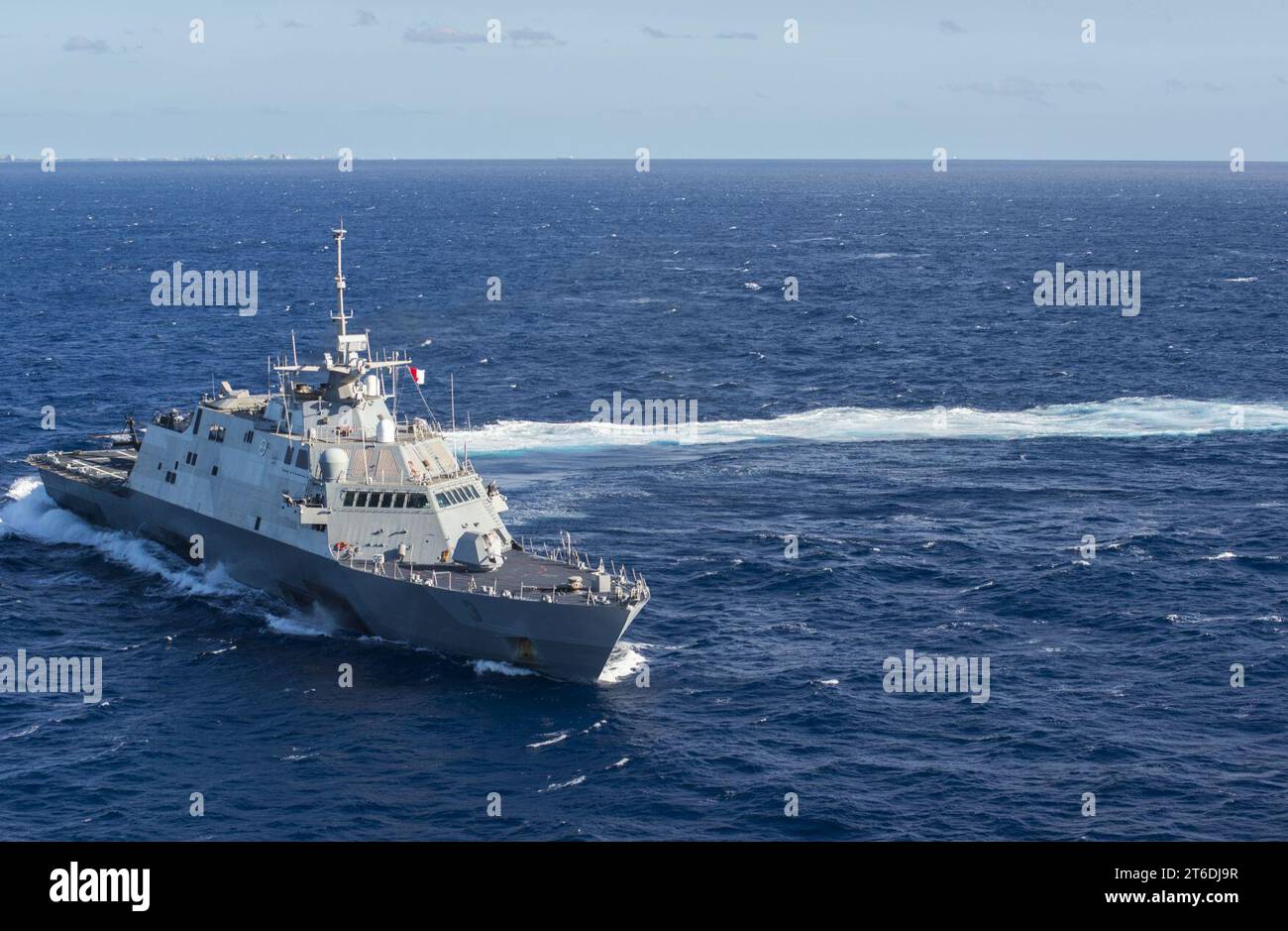 USS Fort Worth makes a turn while underway. Stock Photo