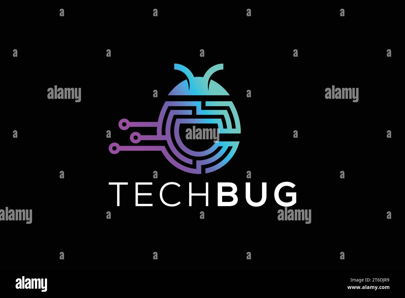 Letter C modern tech bug vector logo design Stock Vector