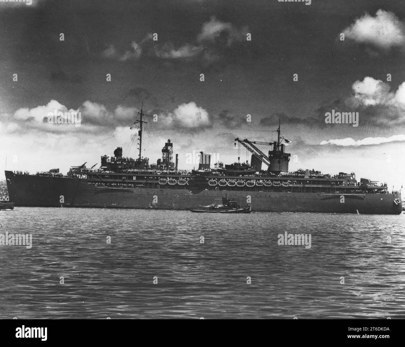 USS Fulton (AS-11) at Pearl Harbor, Oahu, Hawaii (USA), on 8 June 1942 ...