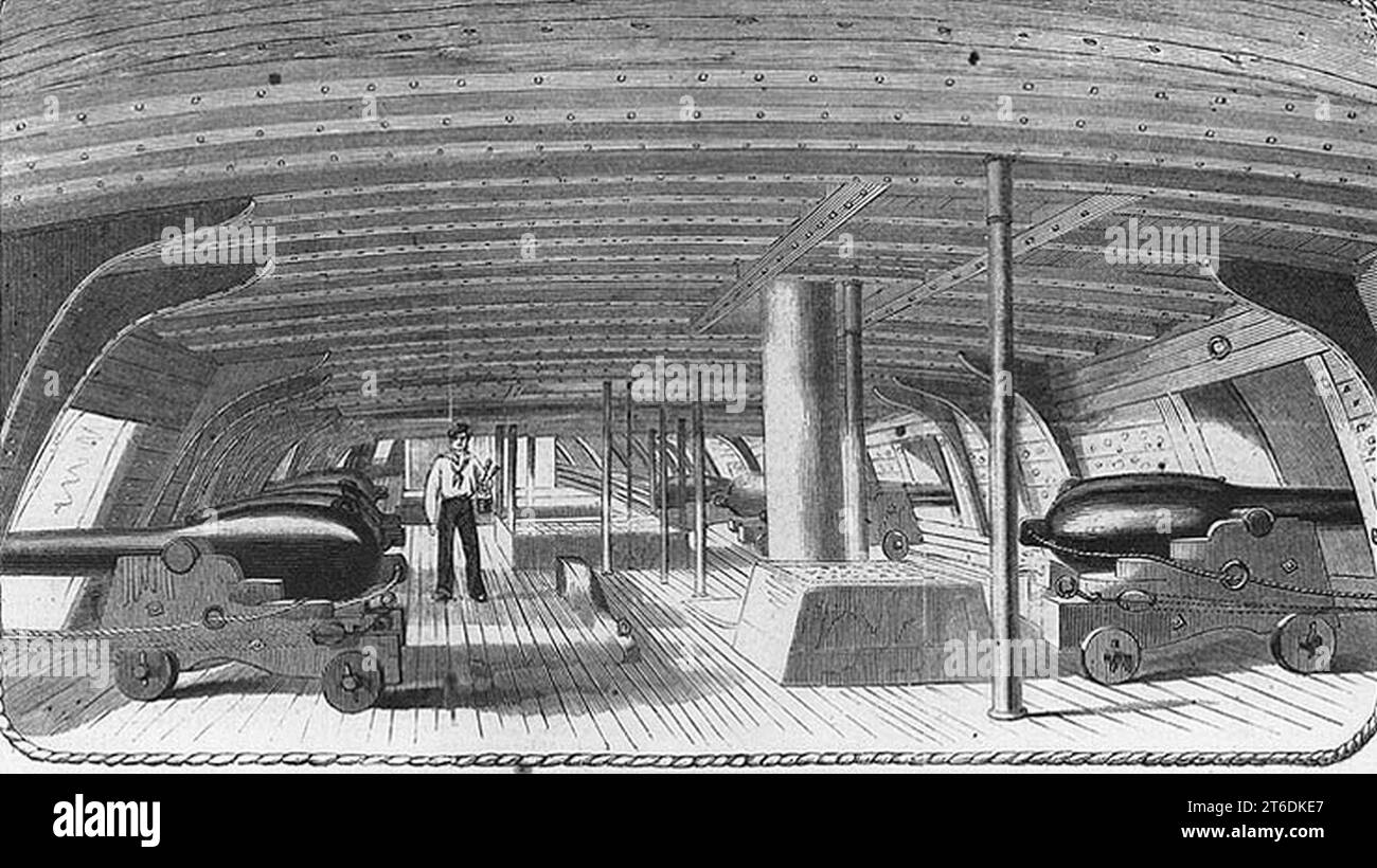 USS Galena interior gun deck drawing 1862 configuration NH 58864 Stock