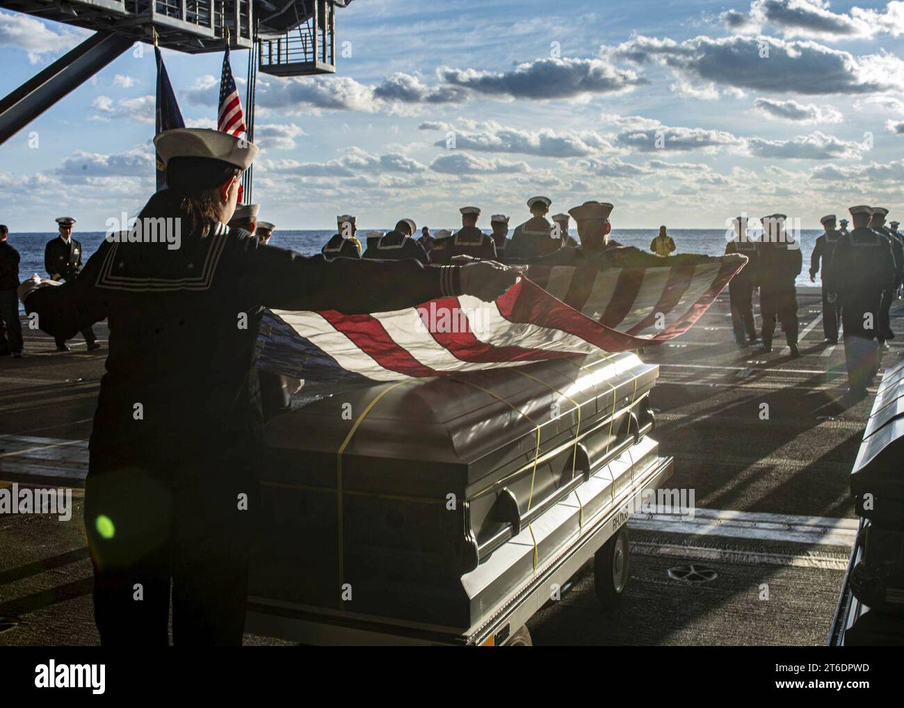 USS George H.W. Bush (CVN 77) holds a a burial at sea in the Atlantic Ocean. (51857294587) Stock Photo
